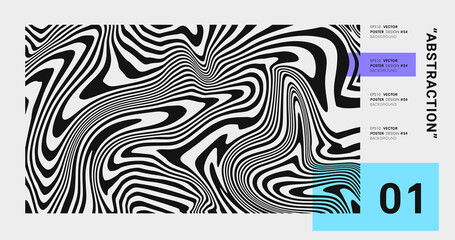 Abstract distorted wavy stripes pattern vector design. Optical illusion waves background.