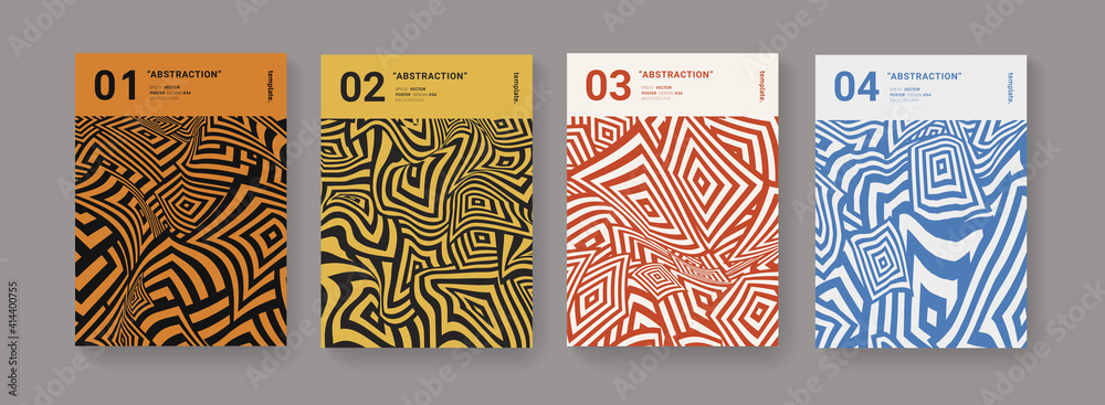 Aufkleber minimal abstract geometric covers set. optical illusion posters collection. modern pattern vector de