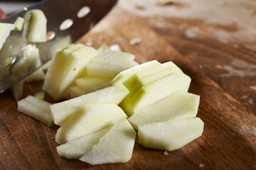 Cook chopped radish on the board