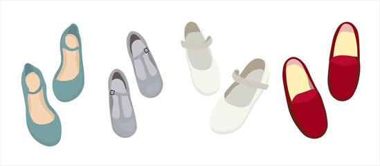 Shoes isolated. Fashionable shoes illustration. Children sandals.