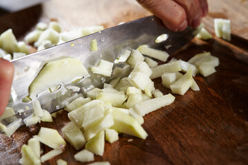 Cook chopped radish on the board