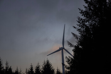 wind turbine at sunset