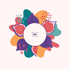 Vector frame with doodle figs and abstract elements. Hand drawn illustrations.