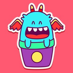 cute monster cartoon doodle design for coloring, backgrounds, stickers, logos, symbol, icons and more