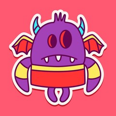 cute monster cartoon doodle design for coloring, backgrounds, stickers, logos, symbol, icons and more
