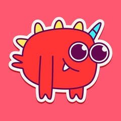 cute monster cartoon doodle design for coloring, backgrounds, stickers, logos, symbol, icons and more