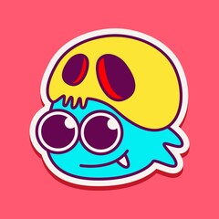 Fototapeta premium cute monster cartoon doodle design for coloring, backgrounds, stickers, logos, symbol, icons and more