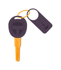 Vector car lock key and keyfob isolated on white background