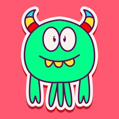 cute monster cartoon doodle design for coloring, backgrounds, stickers, logos, symbol, icons and more