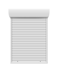 Outdoor blind window or roller door on white background