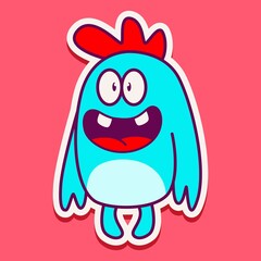 cute monster cartoon doodle design for coloring, backgrounds, stickers, logos, symbol, icons and more