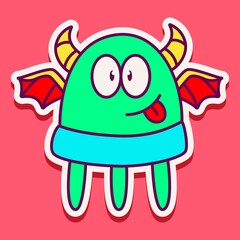 cute monster cartoon doodle design for coloring, backgrounds, stickers, logos, symbol, icons and more