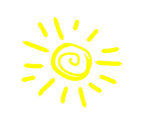 Sun on a white background. Symbol. Vector illustration.