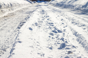 Fototapeta na wymiar winter road covered with snow