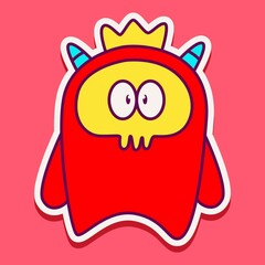 cute monster cartoon doodle design for coloring, backgrounds, stickers, logos, symbol, icons and more