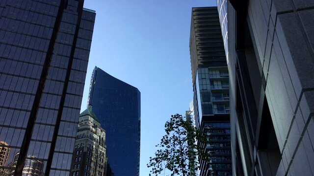 Modern business building in downtown Vancouver BC Canada with 4k resolution