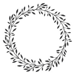 Vector art circle of black petals. Isolated on white background.