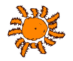 Sun on a white background. Symbol. Vector illustration.