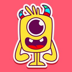 cute monster cartoon doodle design for coloring, backgrounds, stickers, logos, symbol, icons and more
