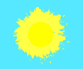 Sun on a blue background. Symbol. Vector illustration.