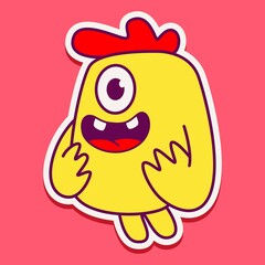 cute monster cartoon doodle design for coloring, backgrounds, stickers, logos, symbol, icons and more