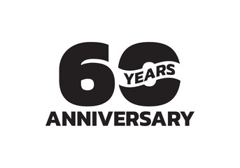 60 years anniversary logo. 50th birthday icon or badge design. Vector illustration.
