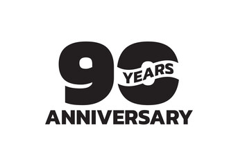 90 years anniversary logo. 90th birthday icon or badge design. Vector illustration.
