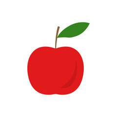 Apple icon. Healthy fruit with leaf. Vector illustration.