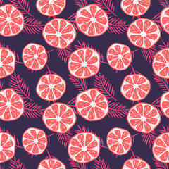 orange tropical slice fruits seamless pattern illustration vector isolated on white background