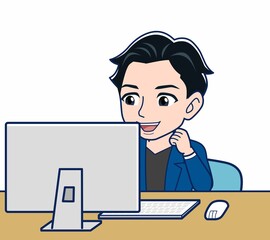 Young man in a blue jacket