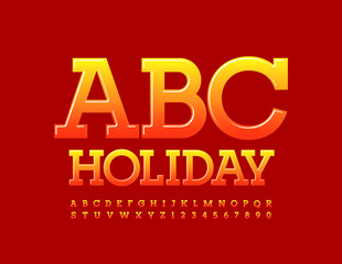 Vector Holiday Alphabet. Bright shiny Font. Gradient color Letters and Numbers set
