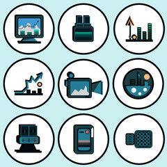 The technology icon set can be used for many types of work.