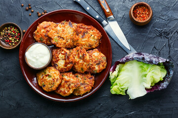 Tasty vegetable cutlet from cabbage
