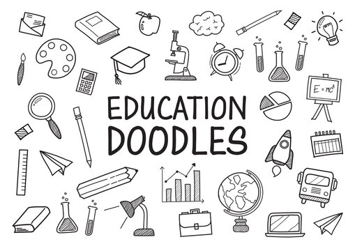 Education doodles hand drawn icons