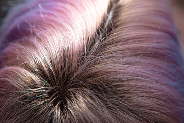 Regrown dark hair roots. Coloring concept.