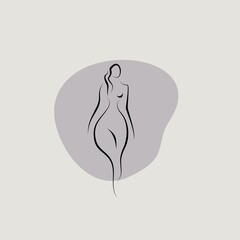 female shape logo design vector line illustration