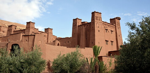 MOROCCO - AIT BEN HADDOU, Fortified village, ancient architecture of southern Morocco, made up of a group of buildings built in 1600 with organic materials, including a rich red mud.