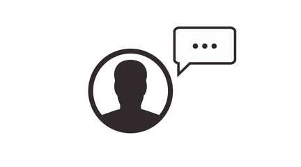 User Talking Black and White Icon. Vector Isolated. Vector Isolated Illustration of a User