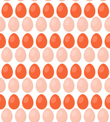 Easter eggs decorative pattern on white background. Happy Easter template with eggs, flowers and leaves. Vector flat illustration