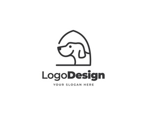 Cute dog logo vector. Friendly pet home logo design