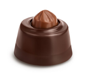 Chocolate candy isolated on white background with clipping path and full depth of field