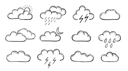 Weather icons, Meteorology. Sky condition prediction. Vector illustration 