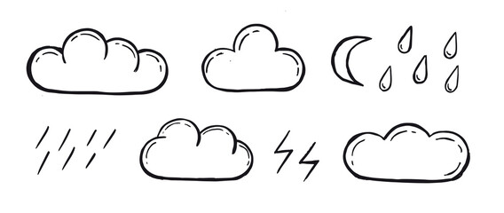 Weather icons, Meteorology. Sky condition prediction. Vector illustration 