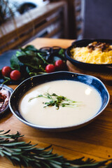 fresh asparagus soup in a bowl