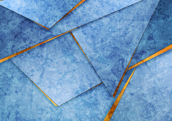 Blue and golden corporate material grunge abstract vector background
