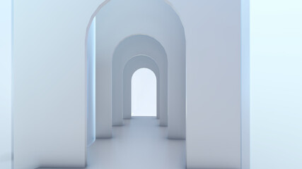 Architecture interior background empty arched pass 3d render