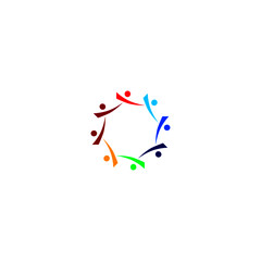 COLORFUL PEOPLE TOGETHER SIGN, SYMBOL, ART, LOGO ISOLATED ON WHITE
