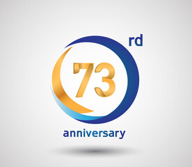 73 anniversary design with blue and golden circle isolated on white background can be use for invitation and special celebration moment