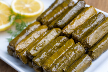 Turkish foods; stuffed leaves (yaprak sarma dolma)