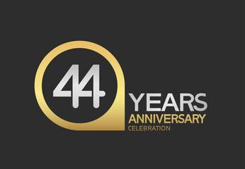 Obraz premium 44 years anniversary celebration simple design with golden circle and silver color combination can be use for greeting card, invitation and special celebration event